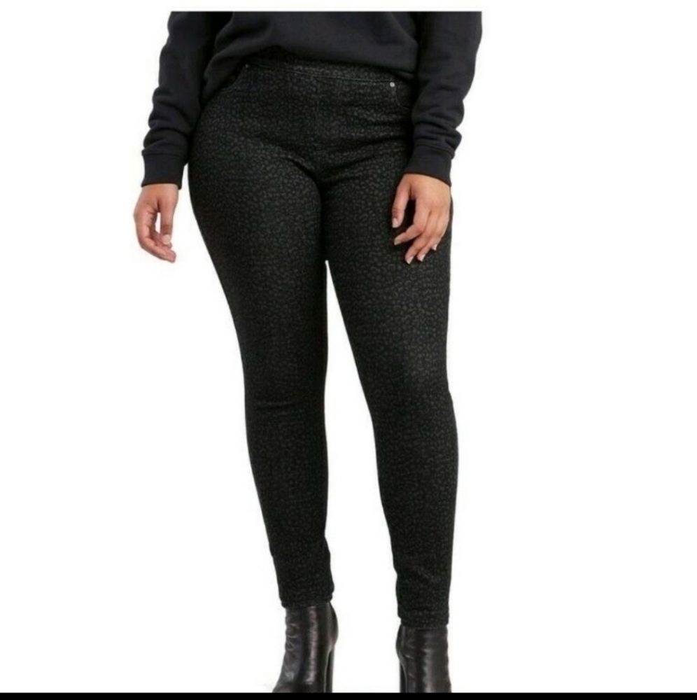 Levi's Pull-On Leggings Animal Print Dark Grey size 18